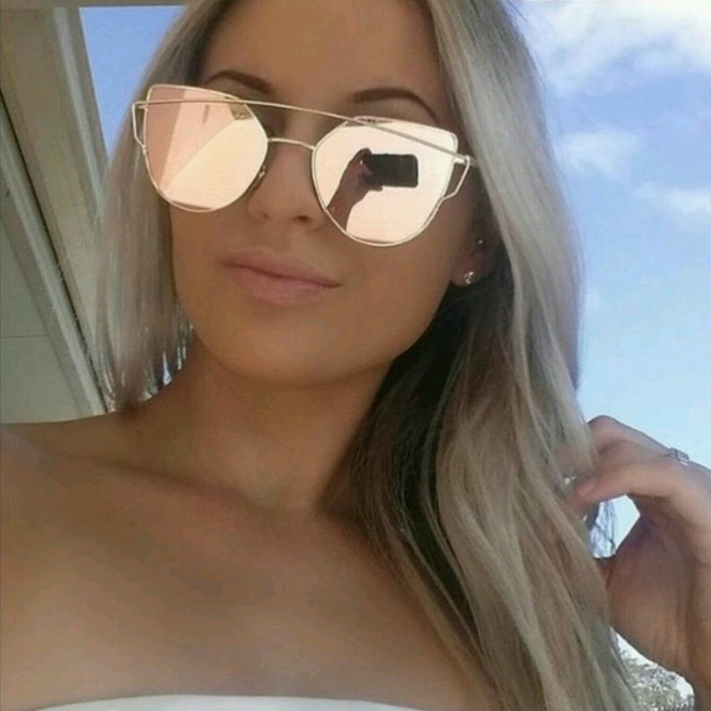 Rose Gold Reflective Mirrored Sunglasses