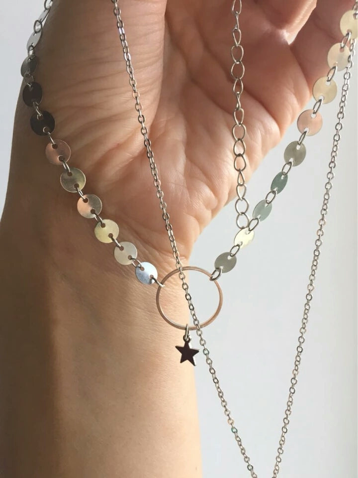 Star Choker Layering Y Bar Necklace