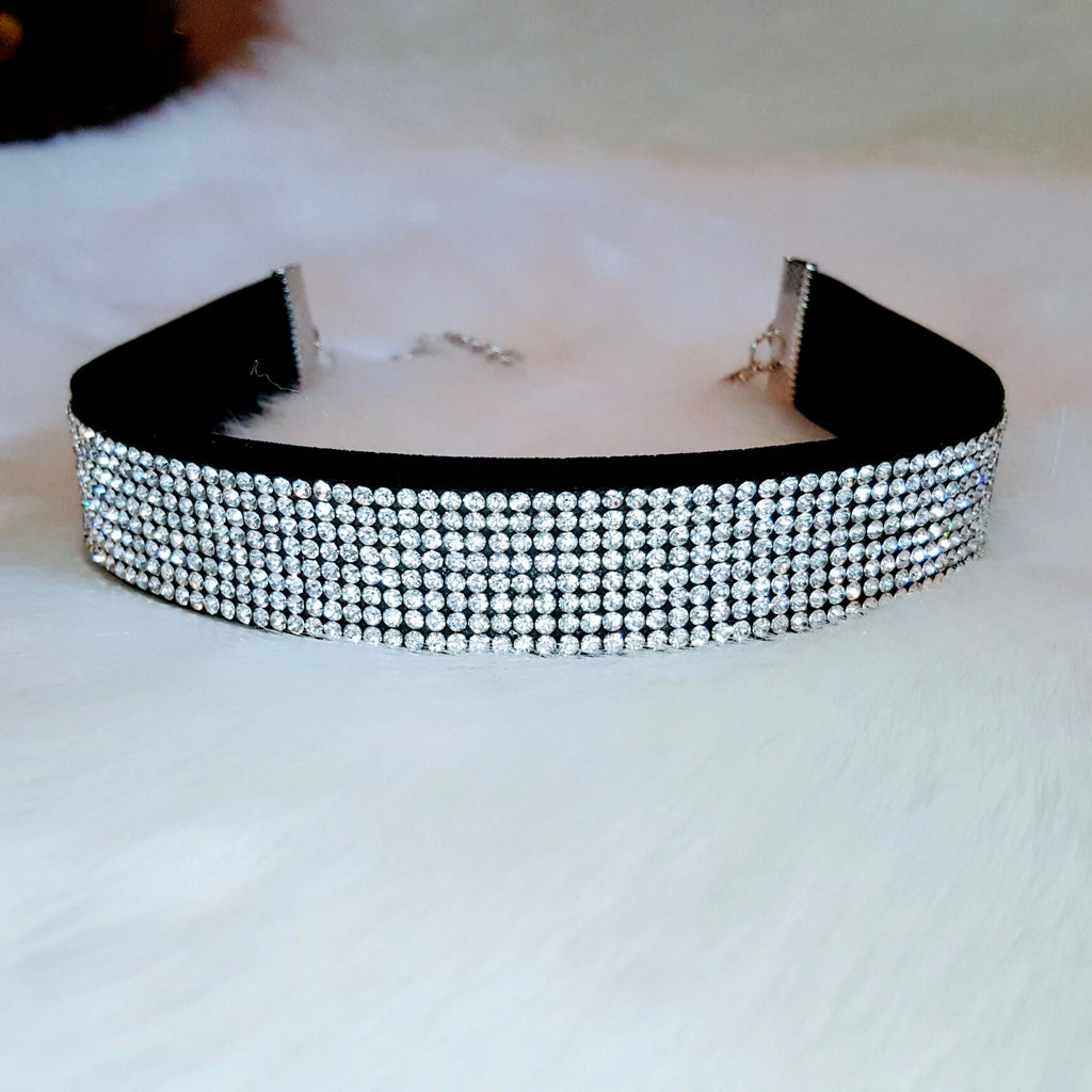 Black Trim Crystal Choker