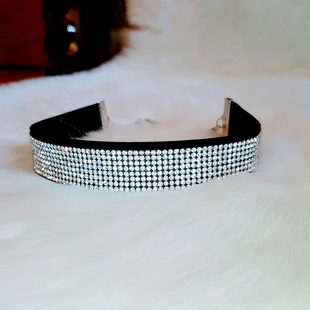 Black Trim Crystal Choker