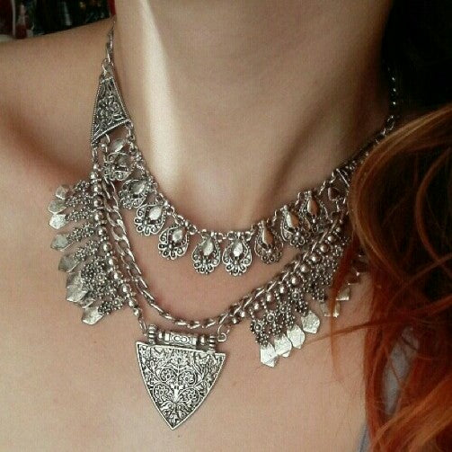 Boho Tribal Choker Statement Necklace