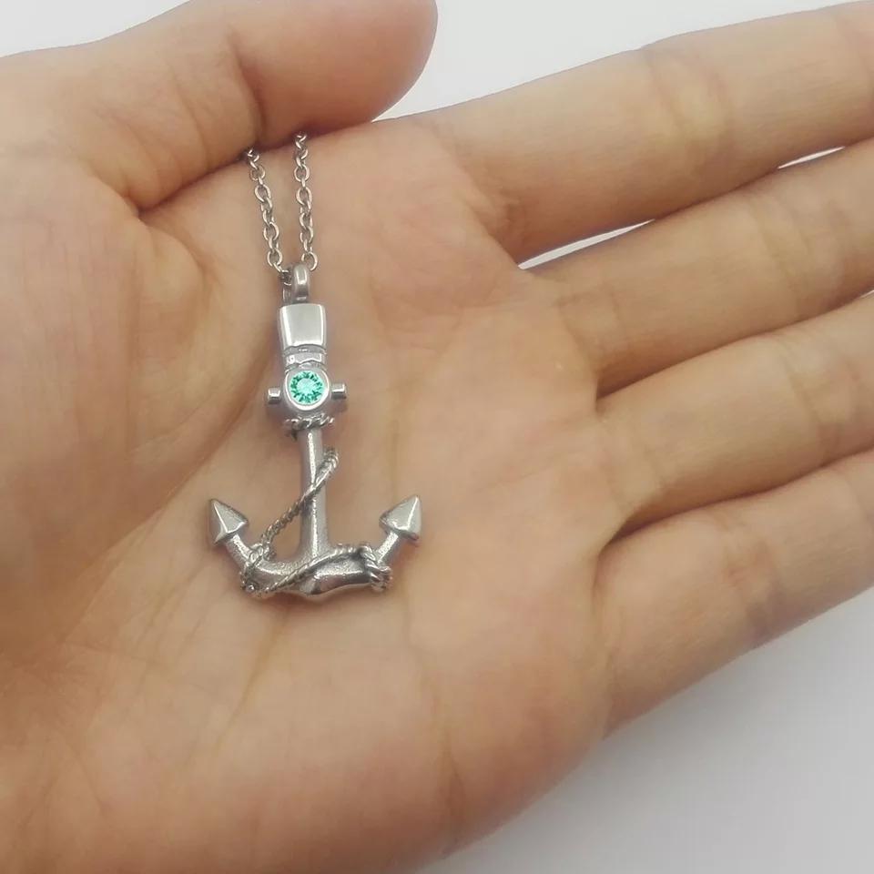 Anchor Memorial Birthstone Urn Necklace