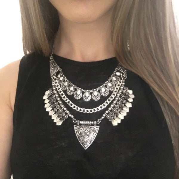 Boho Tribal Choker Statement Necklace