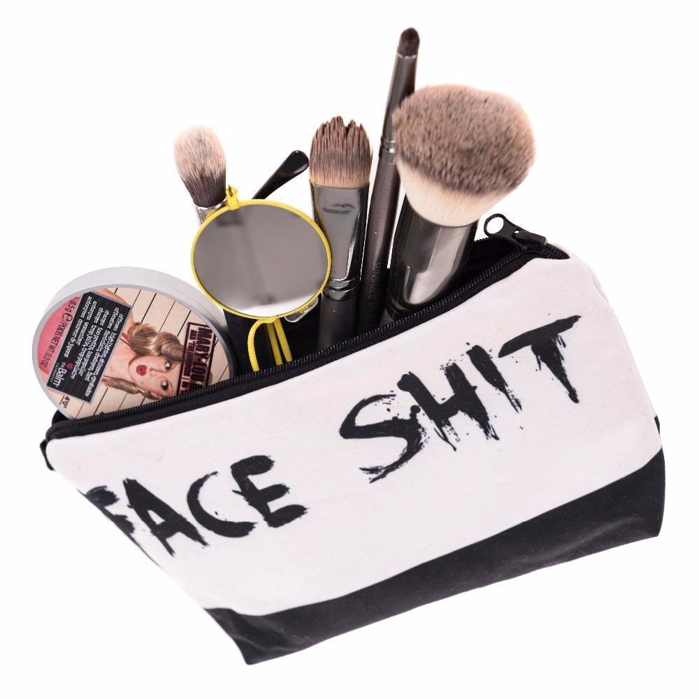 Face Shit Sassy Saying Cosmetic Makeup Bag