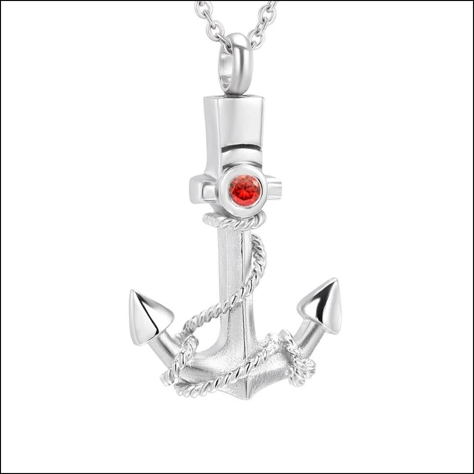 Anchor Memorial Birthstone Urn Necklace