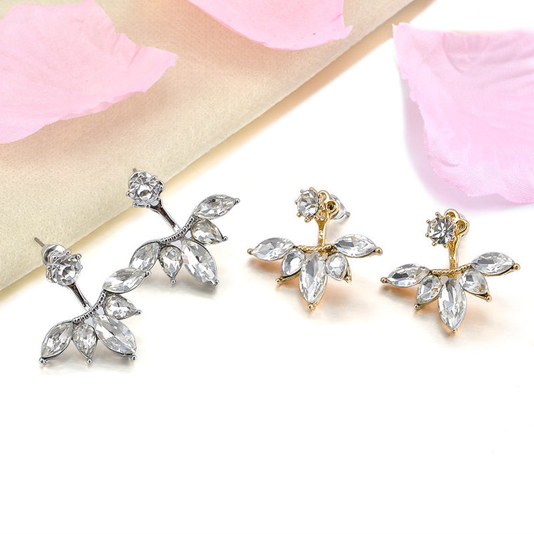 Leaf Marquise Spray Jacket Earrings