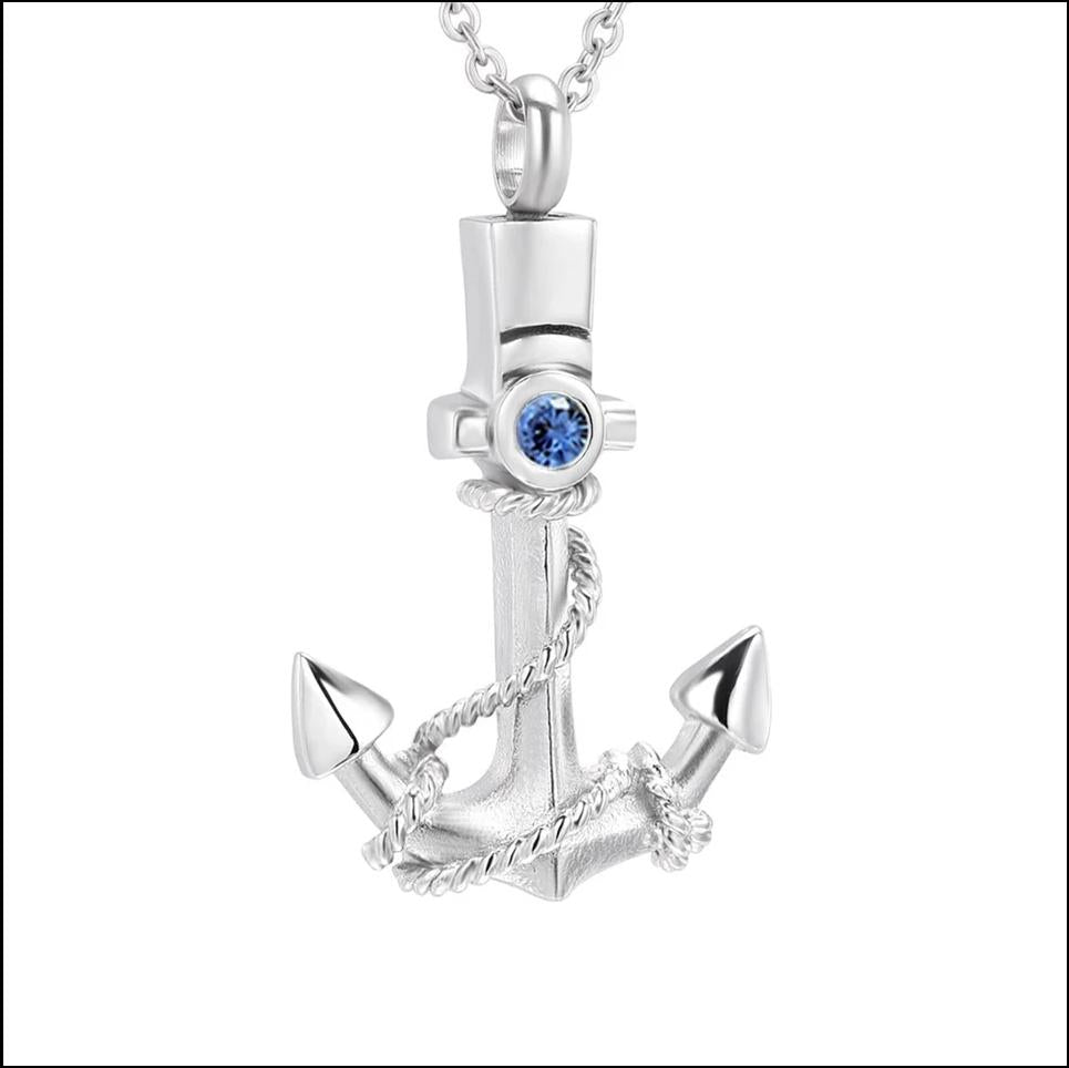 Anchor Memorial Birthstone Urn Necklace