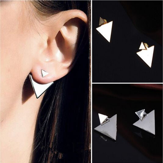 Triangle Stud Jacket Earrings