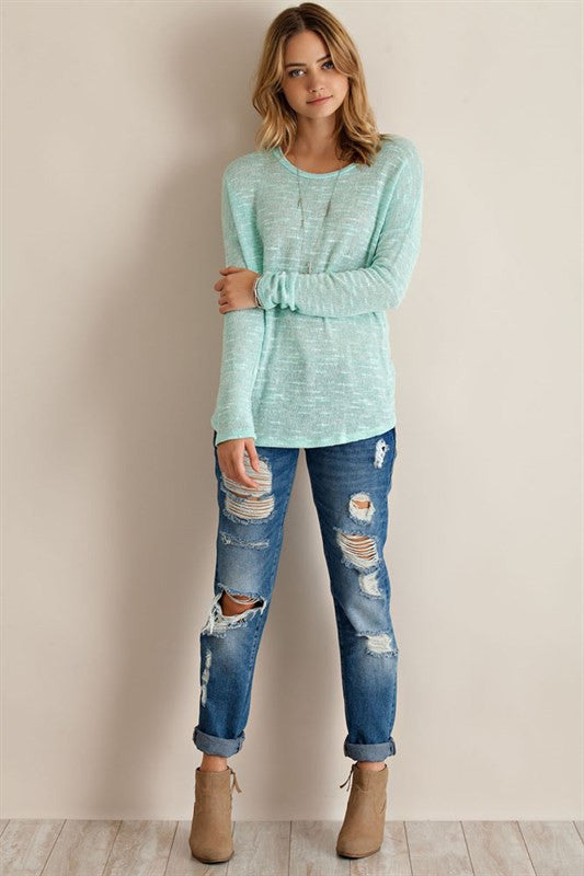 crochet lace back mint sweater top