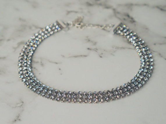 Triple Row Crystal Choker