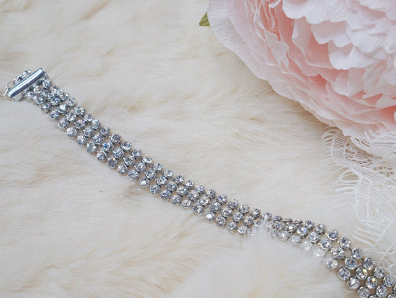 Triple Row Crystal Choker