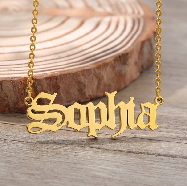 Custom Personalized Necklace Old English Font