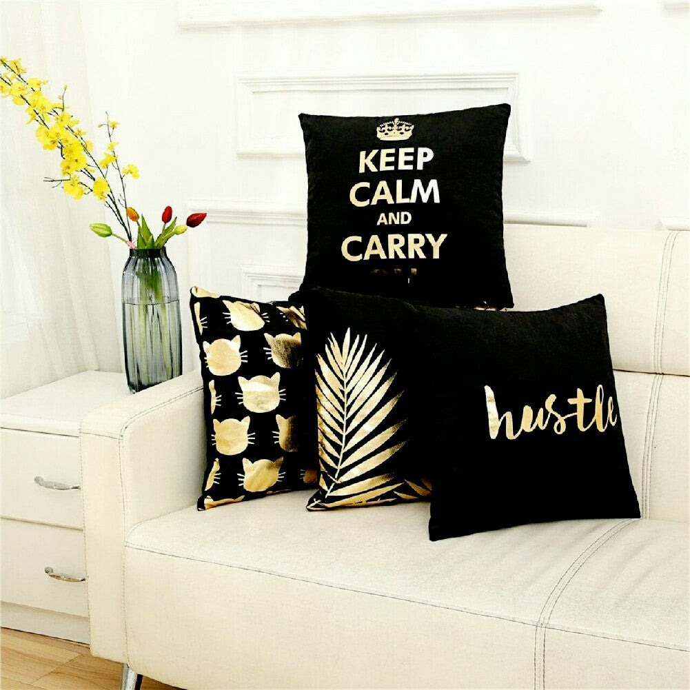 Hustle Gold Foiled Decorative Pillow Cover