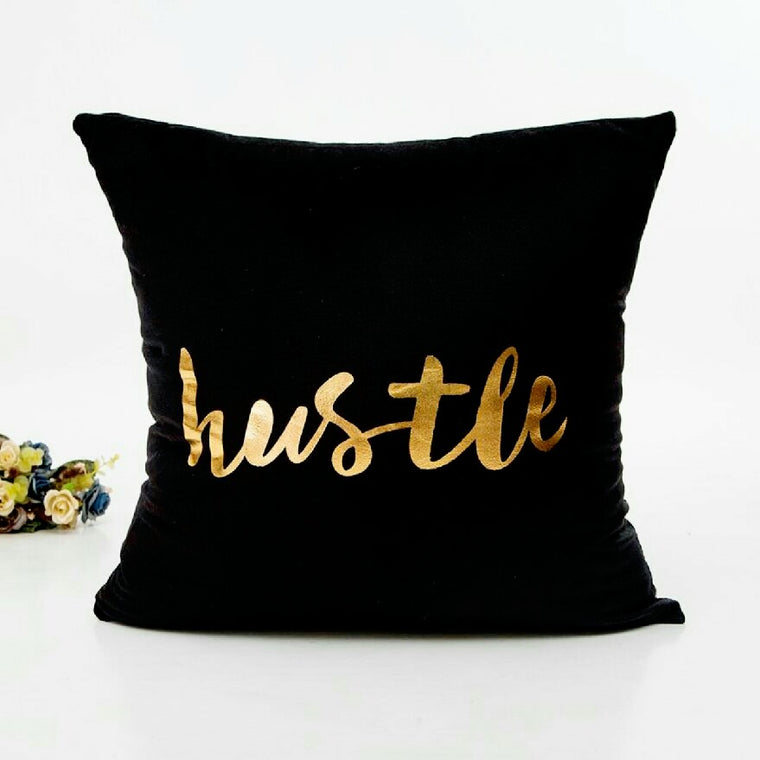 Hustle Gold Foiled Decorative Pillow Cover